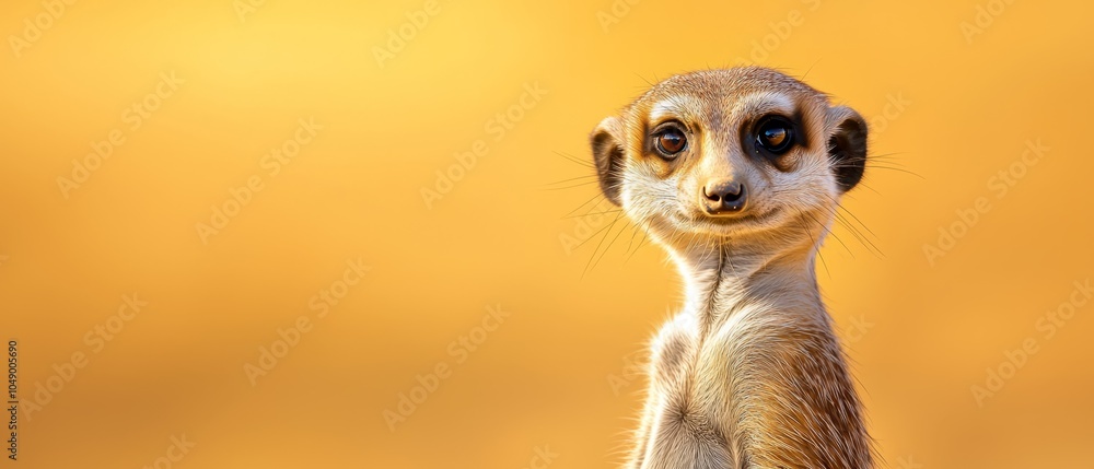custom made wallpaper toronto digital A meerkat's face in focus against a yellow backdrop, blurred background
