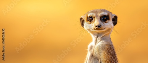 Wallpaper Mural  A meerkat's face in focus against a yellow backdrop, blurred background Torontodigital.ca