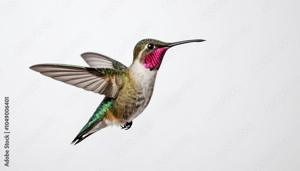 Fototapeta premium Hummingbird on white background isolated