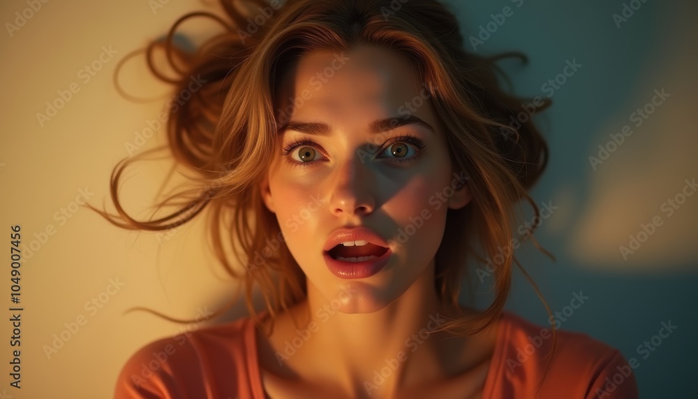 Beautiful girl's emotional face on a plain background. An amazing depiction of innocence and elegance. Beautiful girl's emotional face on a plain background. An amazing depiction of innocence and elegance.