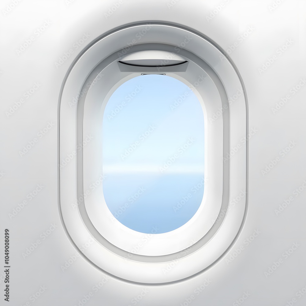 Fototapeta premium Airplane Window Frame on White Background – Travel and Aviation Concept