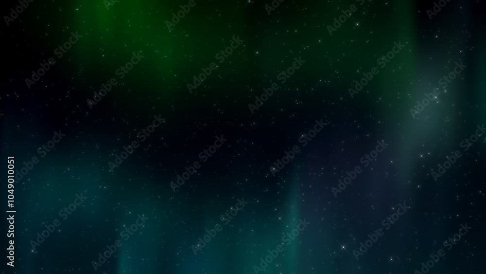 Obraz premium Night sky aurora with fog and clouds. Dust stars particles background.