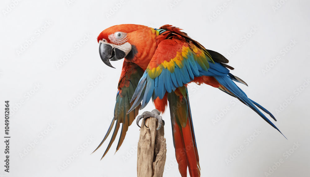Obraz premium Macaw on white background isolated