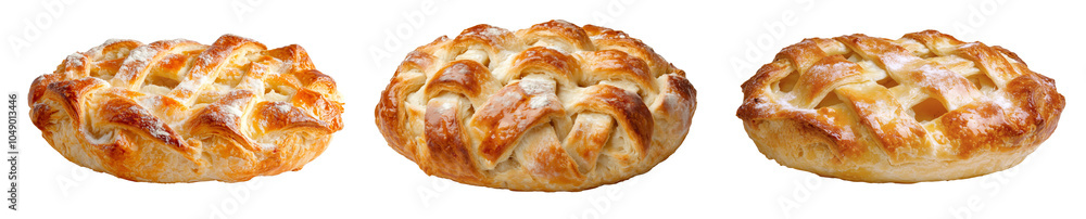 Assorted Flaky Lattice Pies with Golden Crust on a Transparent Background Assorted Flaky Lattice Pies with Golden Crust on a Transparent Background