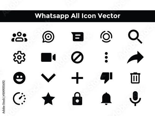 WhatsApp all icons and logo set vector design symbols. Ui app interface icon. WhatsApp all design elements vector.	