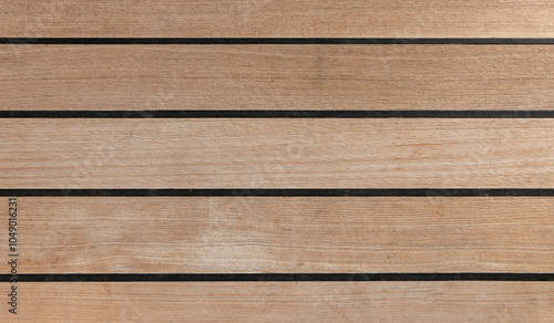 Obraz na płótnie Teak Boat Deck Flooring Texture Background. Hardwood with Black Lines. w salonie