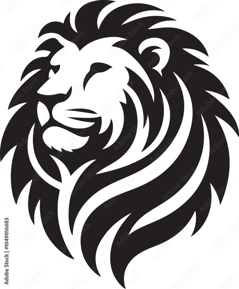 Fototapeta premium Majestic Stylized Lion Head Profile Vector Graphic Representing a Wild Animal