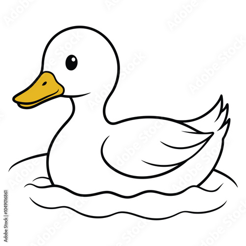 Rubber duck icon with line art on white background.