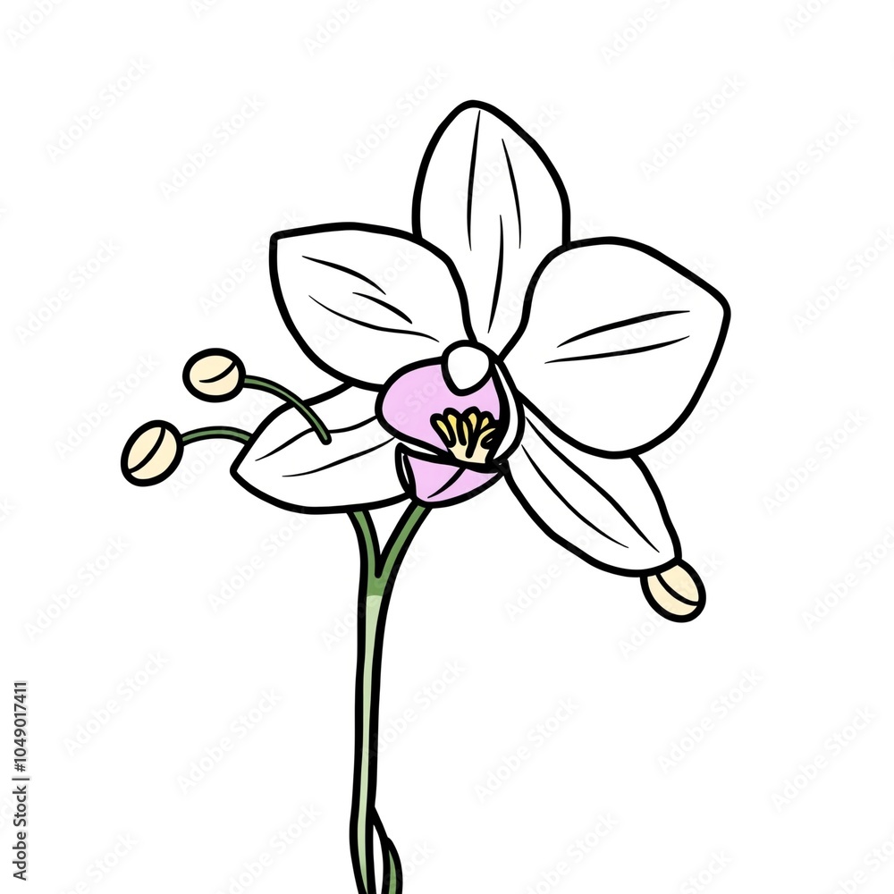 Pink orchid isolated on white, set Element Doodle line Orchid isolated on white. Set Doodle Orchid. Pink orchid isolated on white, set Element Doodle line Orchid isolated on white. Set Doodle Orchid.