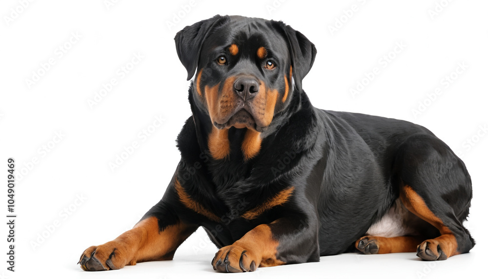 Fototapeta premium Rottweiler on white background isolated