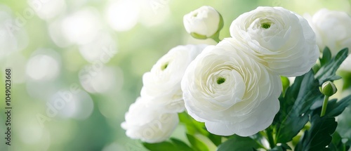  A lush green plant topped with numerous white flowers