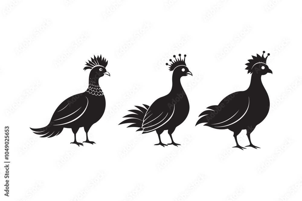 Fototapeta premium Victoria crowned pigeon silhouette vector illustration, Victoria crowned pigeon silhouette
