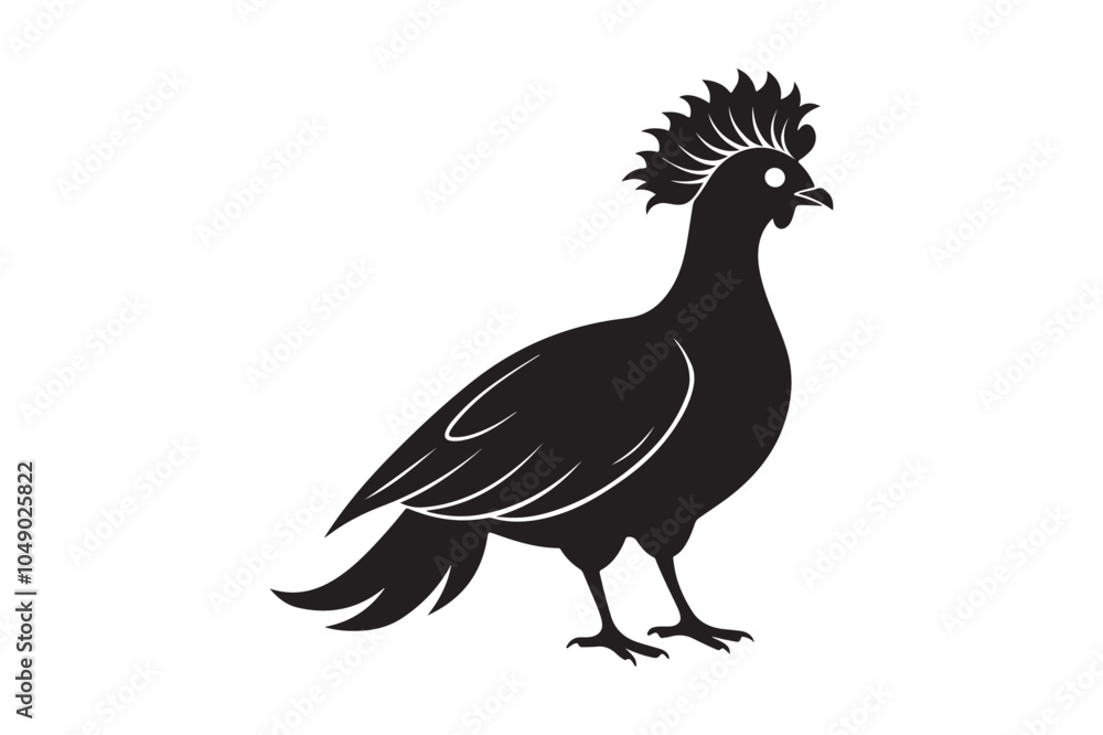 Fototapeta premium Victoria crowned pigeon silhouette vector illustration, Victoria crowned pigeon silhouette