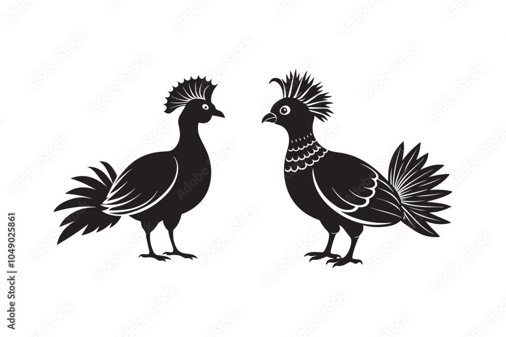 Fototapeta premium Victoria crowned pigeon silhouette vector illustration, Victoria crowned pigeon silhouette