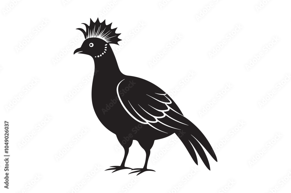 Fototapeta premium Victoria crowned pigeon silhouette vector illustration, Victoria crowned pigeon silhouette