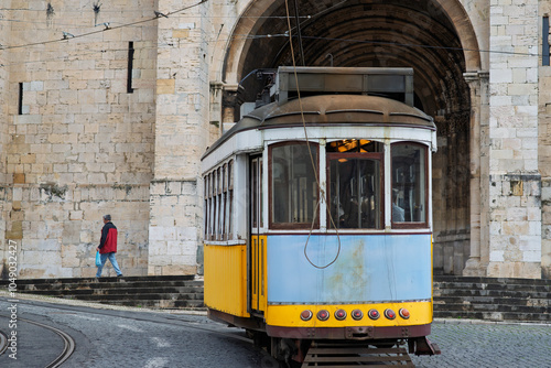 detail of a old lisbon tram photo