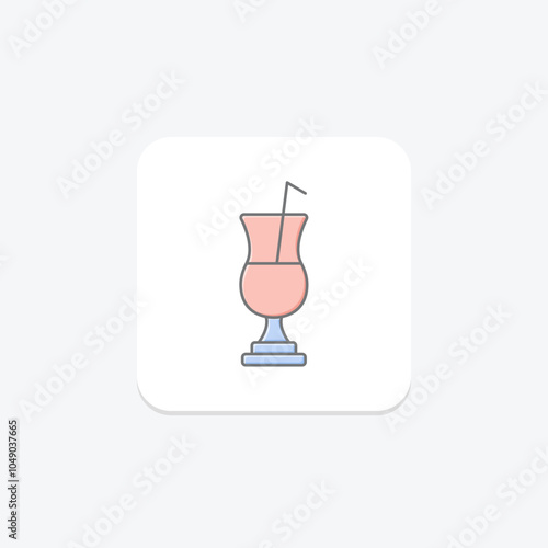 Drink Glass lineal color icon , vector, pixel perfect, illustrator file