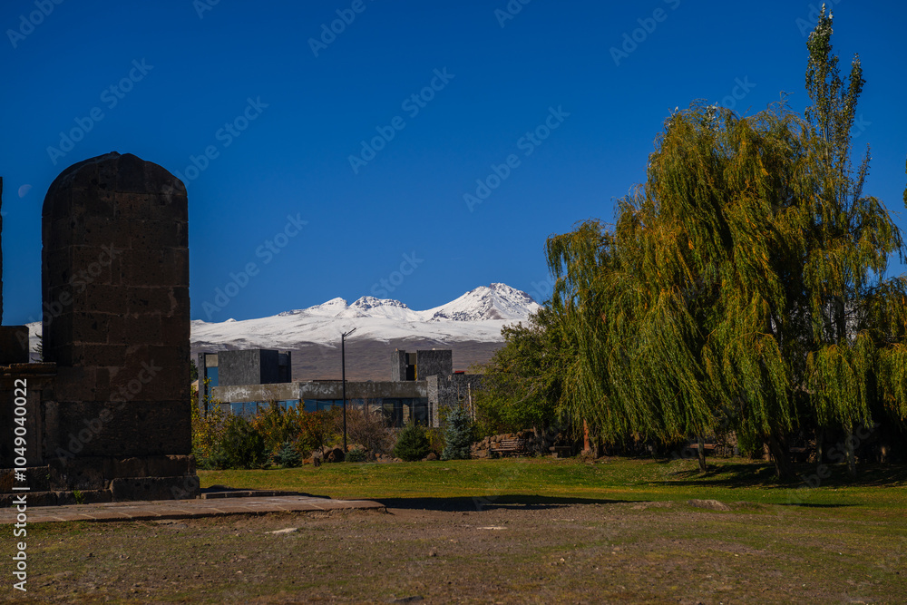 Fabulous autumn landmark of Mt. Aragats from Saghmosavan, Armenia. Fabulous autumn landmark of Mt. Aragats from Saghmosavan, Armenia.