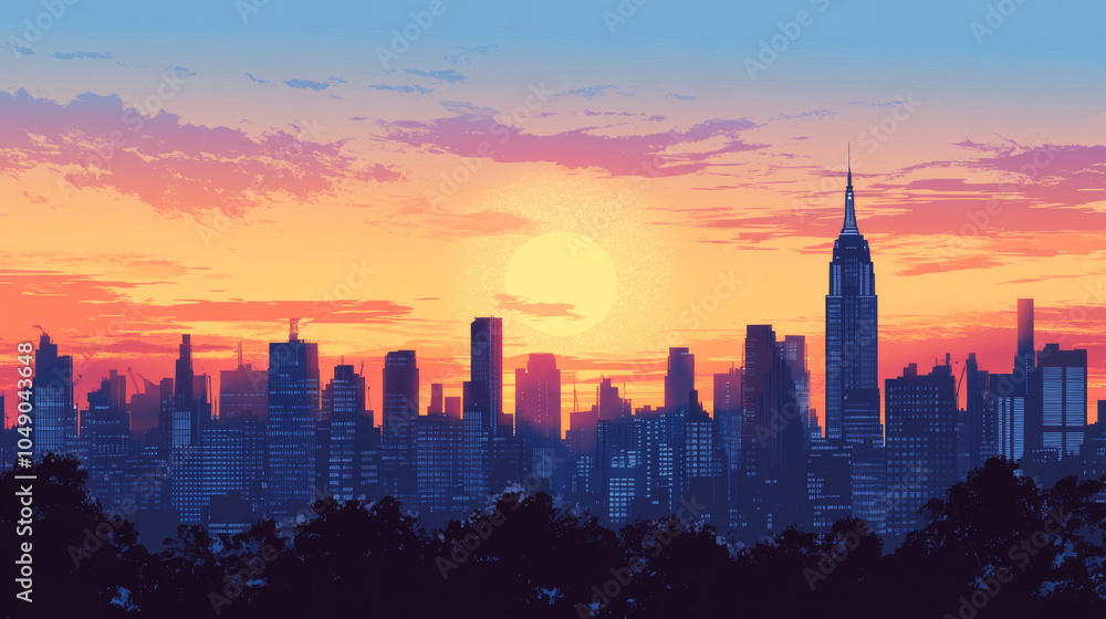 Fototapeta premium Rooftop view of a city skyline