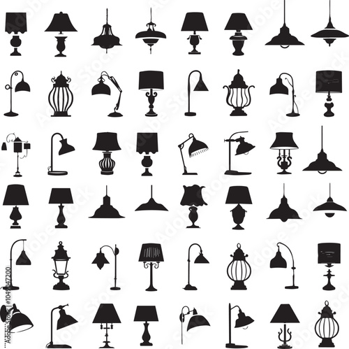 Silhouette Lamp Collection Vector