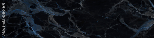 Smoke on black. Dark black high glossy vitrified slab with blue veins. Interior tiles design large size marble. photo