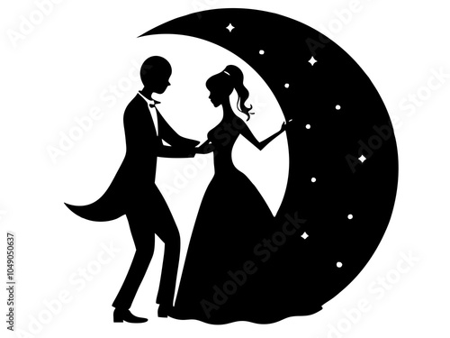 silhouette of bride and groom