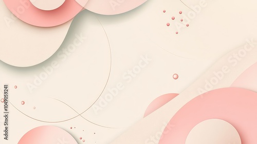 Abstract soft pink and beige background with circles arcs