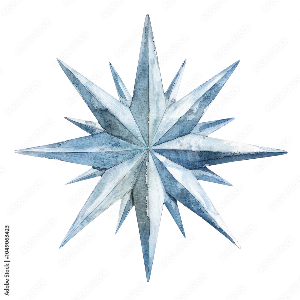Obraz premium PNG Silver Christmas Star art illustration watercolor.
