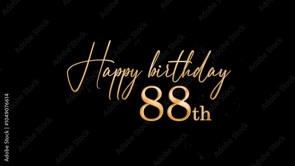 Happy 88th birthday banner with gold particles and alpha channel, birthday, eighty eight years Happy 88th birthday banner with gold particles and alpha channel, birthday, eighty eight years