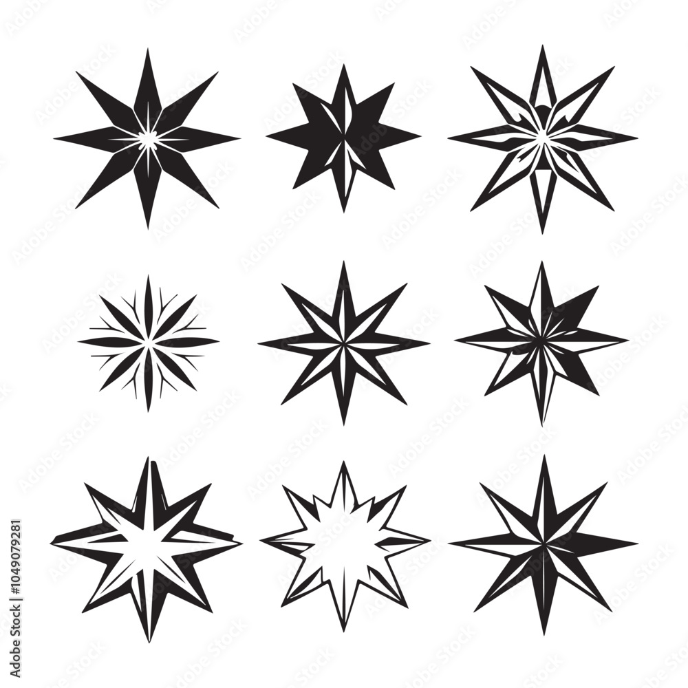 black and white star icons black and white star icons