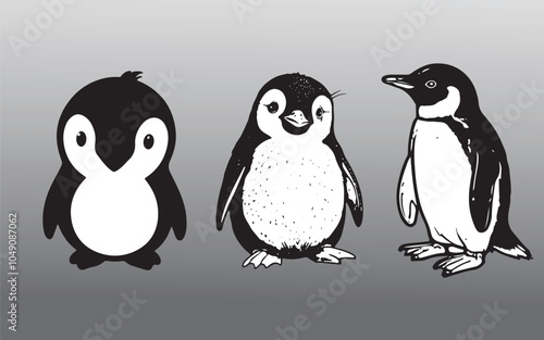 Penguine baby sticker vector file.