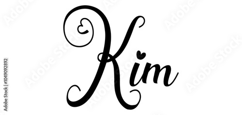 Kim  - black color - word name written with heart - ideal for websites, presentations, cards, banners, sweatshirts, prints, cricut, silhouette, sublimations, labels, stickers	