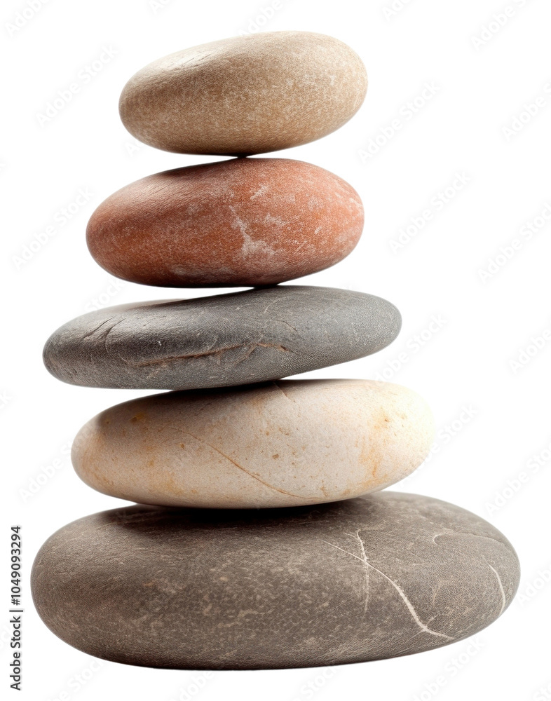 Fototapeta premium PNG Stacked stone zen pebble white background.