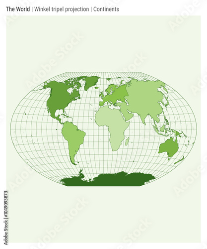 World Map. Winkel tripel projection. Continents style. High Detail World map for infographics, education, reports, presentations. Vector illustration.