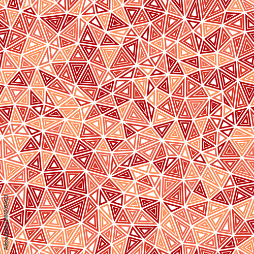 Mosaic triangles shapes background. Multiple repeated inner triangles. Compact triangles size. Mono tone style. Seamless pattern. Creative vector tiles. Beautiful vector illustration.