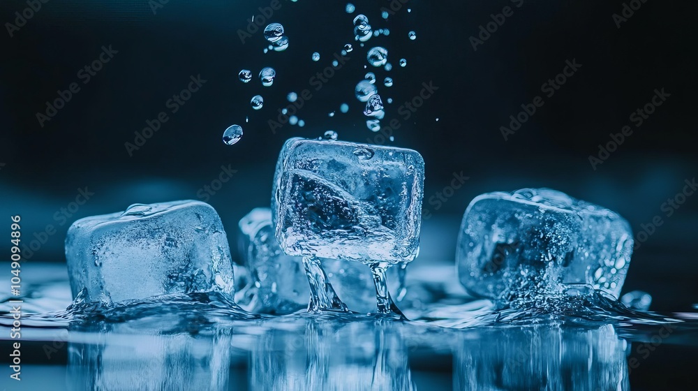 Refreshing Ice Cubes Background: A Cool Texture for Beverage Business