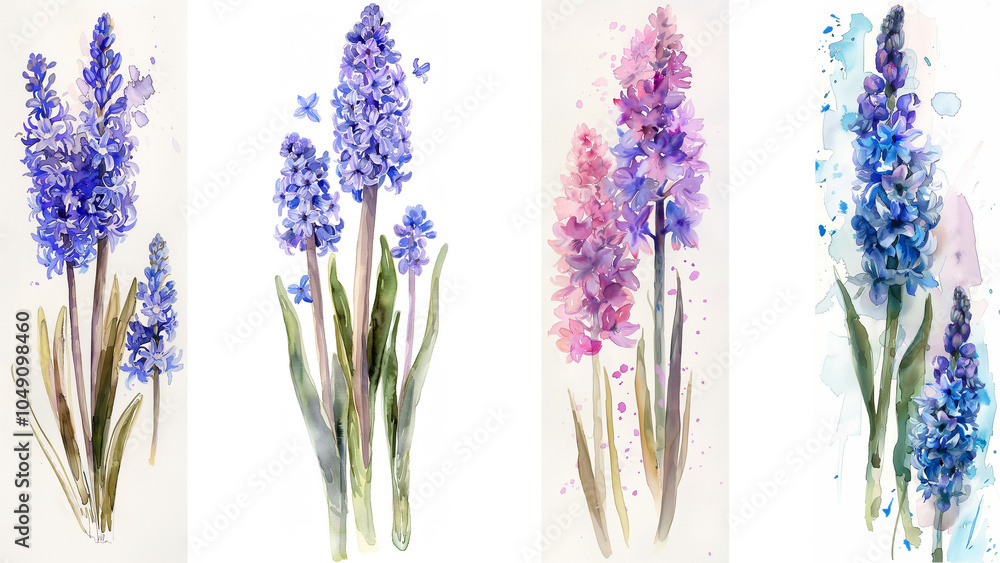 Obraz premium Hyacinths bookmarks printable design features delicate, colorful floral art perfect for spring. These blooming flower bookmarks bring a fresh, nature-inspired touch to your reading.