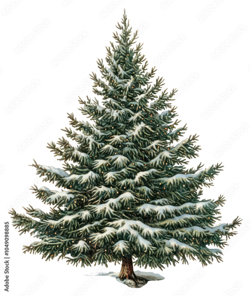 Fototapeta premium PNG Christmas tree illustration snow-covered evergreen.