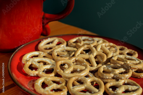 Mini Pretzels Red plate Grazing light