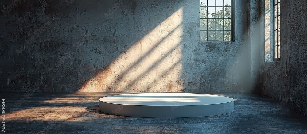 Circular Platform in a Sunlit Abandoned Room Circular Platform in a Sunlit Abandoned Room