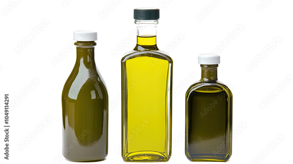 Set of Olive Oil Bottles Displayed on a Transparent Background Generative AI Set of Olive Oil Bottles Displayed on a Transparent Background Generative AI