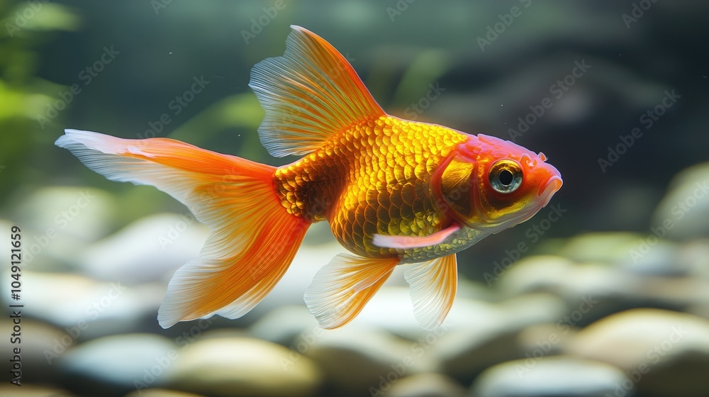 Vibrant goldfish swimming in a clear fish pond, captured in a detailed close-up. Vibrant goldfish swimming in a clear fish pond, captured in a detailed close-up.