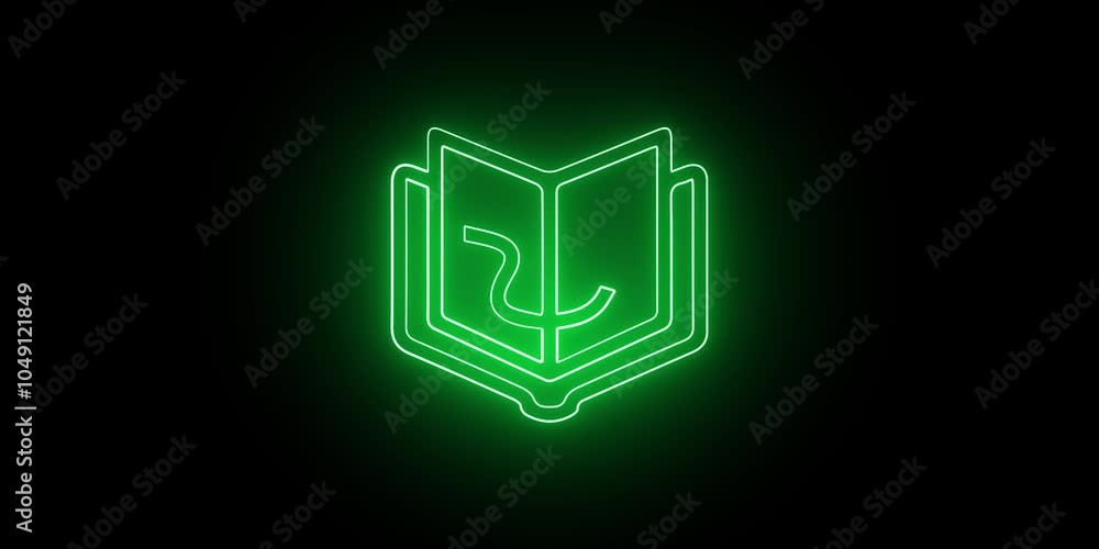 Neon glowing red color reading mode book icon on black background animation. book icon. Neon glowing red color reading mode book icon on black background animation. book icon.