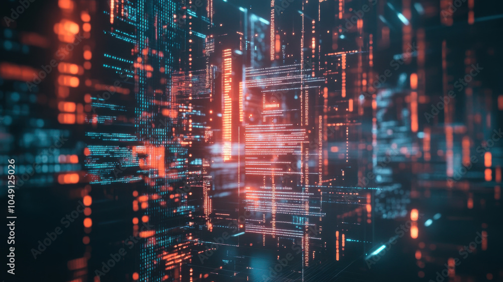 Abstract digital data visualization with glowing lines and vibrant colors conveying a futuristic technology concept Abstract digital data visualization with glowing lines and vibrant colors conveying a futuristic technology concept
