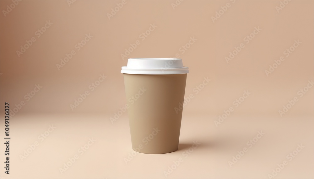 Coffee cup mockup on a beige background with copy space for branding Coffee cup mockup on a beige background with copy space for branding
