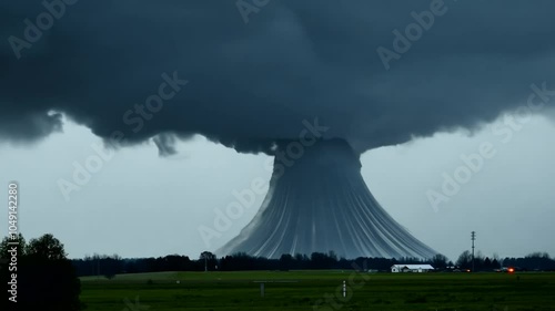 swirling tornado massivesky storm natural disaster weather cyclone twister destruction chaos power danger wind thunderstorm vortex whirlwind nature sky cloud ominous destructive force violent emergen photo