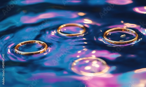 Wallpaper Mural A close up of four gold rings in water Torontodigital.ca