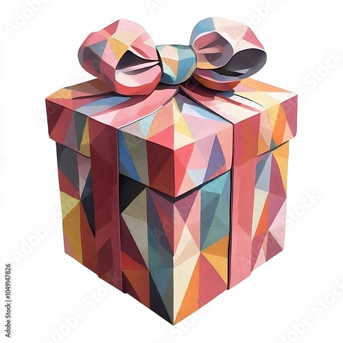 Christmas gift box polygon illustration isolated on a white background photo