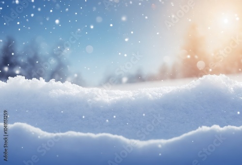 Wallpaper Mural Snow covered landscape under sunlight with falling snowflakes creating a serene winter atmosphere during the morning Torontodigital.ca