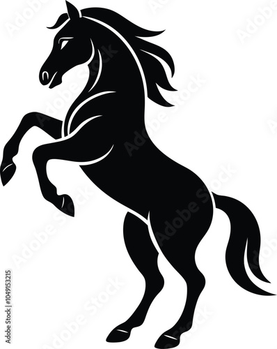  A minimalist illustration of a strong rearing horse
